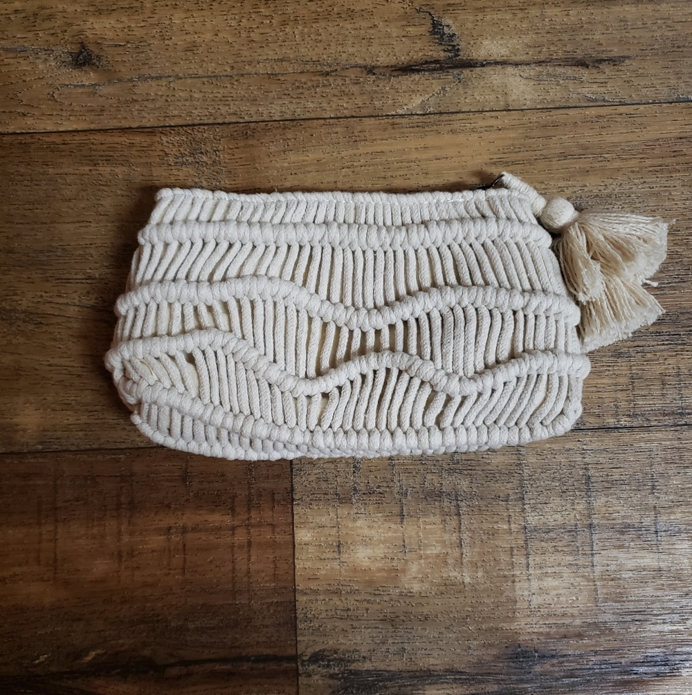 Universal Thread Macrame Woven Zip Pouch With Tas… - image 1